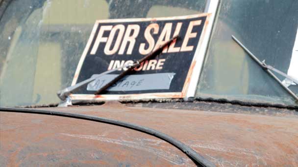 An Old Car Displayed For Sale